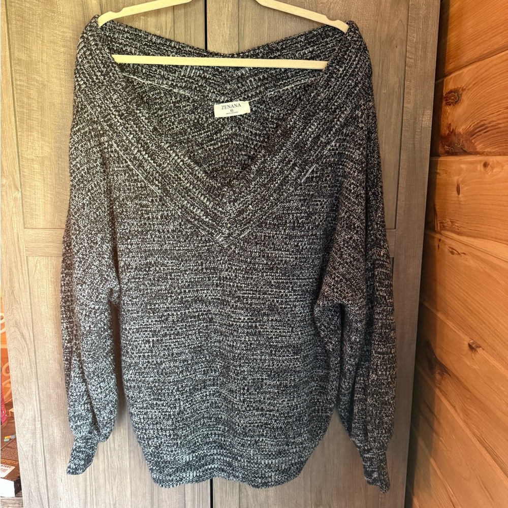 Zenana Outfitters Women's Black Off-the-Shoulder Sweater